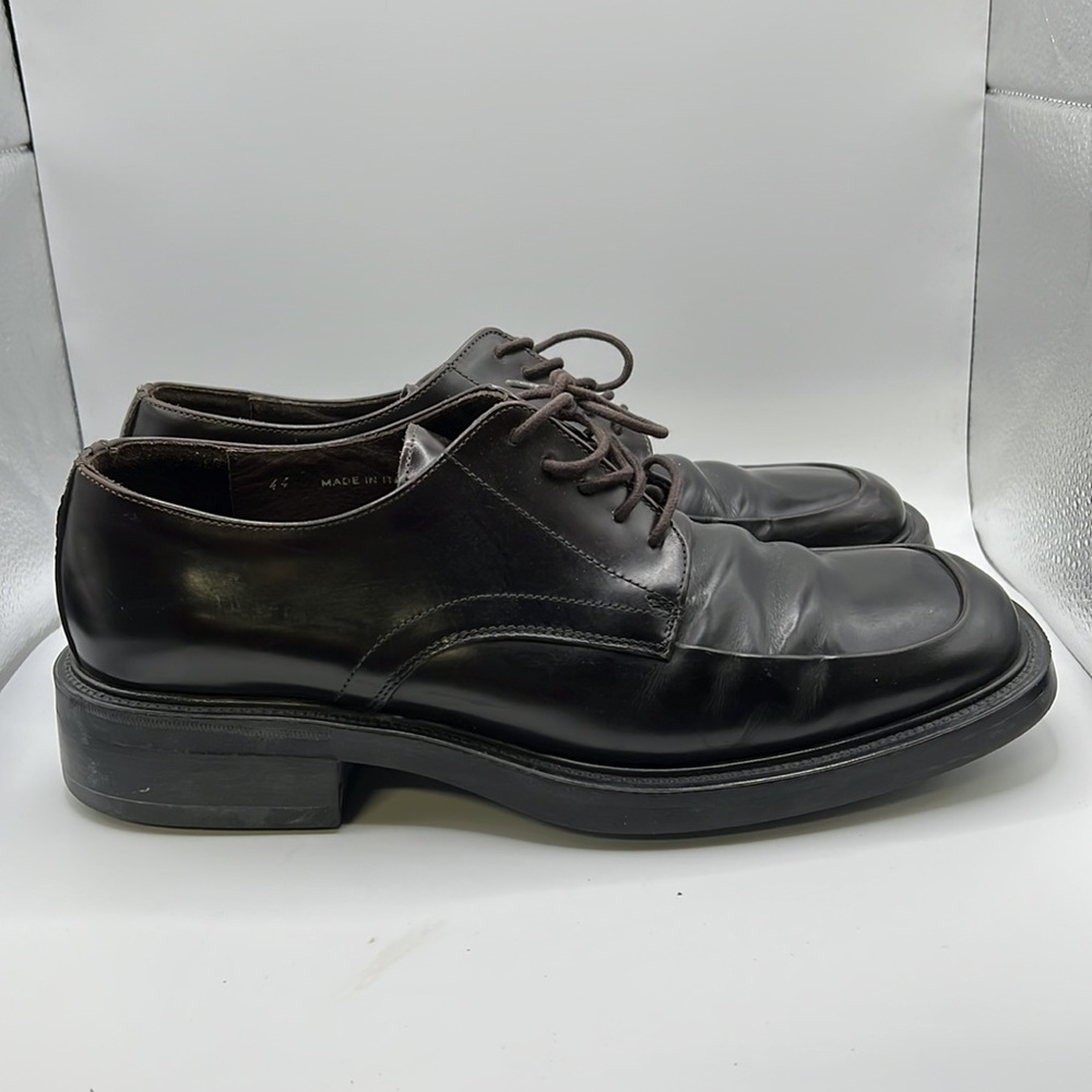 Bravo Browns Dress Business Shoes Black Brown Leather Italy Mens Size 44